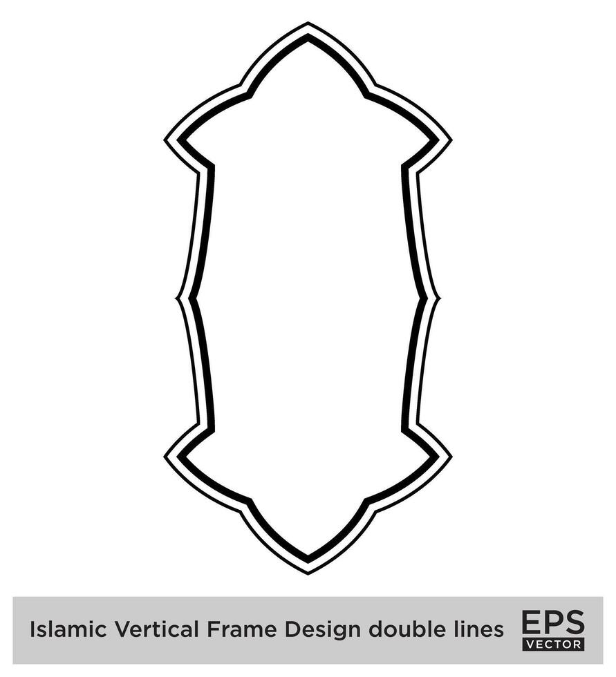 islamique verticale Cadre conception double lignes noir accident vasculaire cérébral silhouettes conception pictogramme symbole visuel illustration vecteur