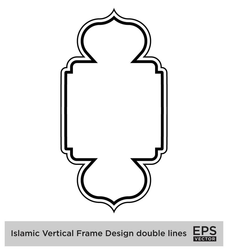 islamique verticale Cadre conception double lignes noir accident vasculaire cérébral silhouettes conception pictogramme symbole visuel illustration vecteur