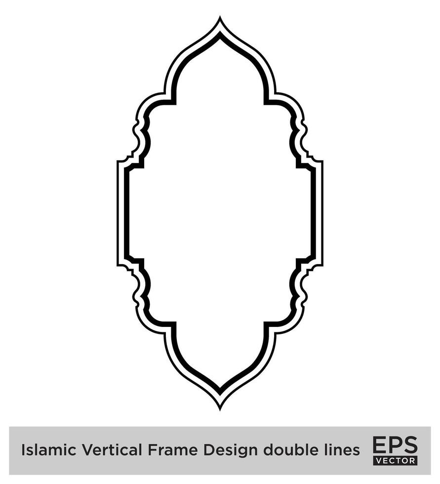 islamique verticale Cadre conception double lignes noir accident vasculaire cérébral silhouettes conception pictogramme symbole visuel illustration vecteur