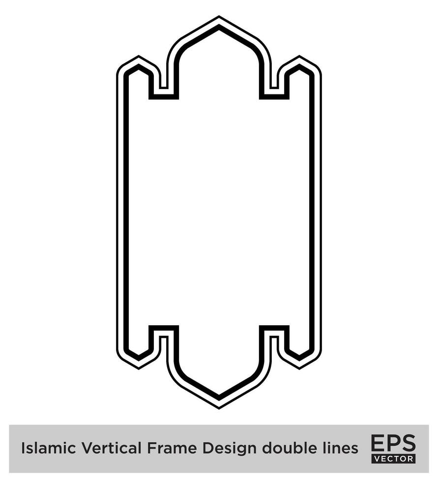 islamique verticale Cadre conception double lignes noir accident vasculaire cérébral silhouettes conception pictogramme symbole visuel illustration vecteur