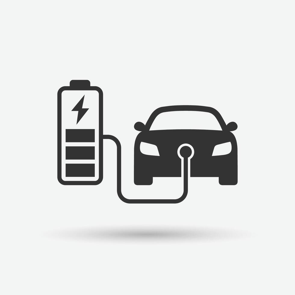 ev voiture mise en charge batterie icône. électrique voiture mise en charge symbole. hybride Véhicules éco amical concept vecteur