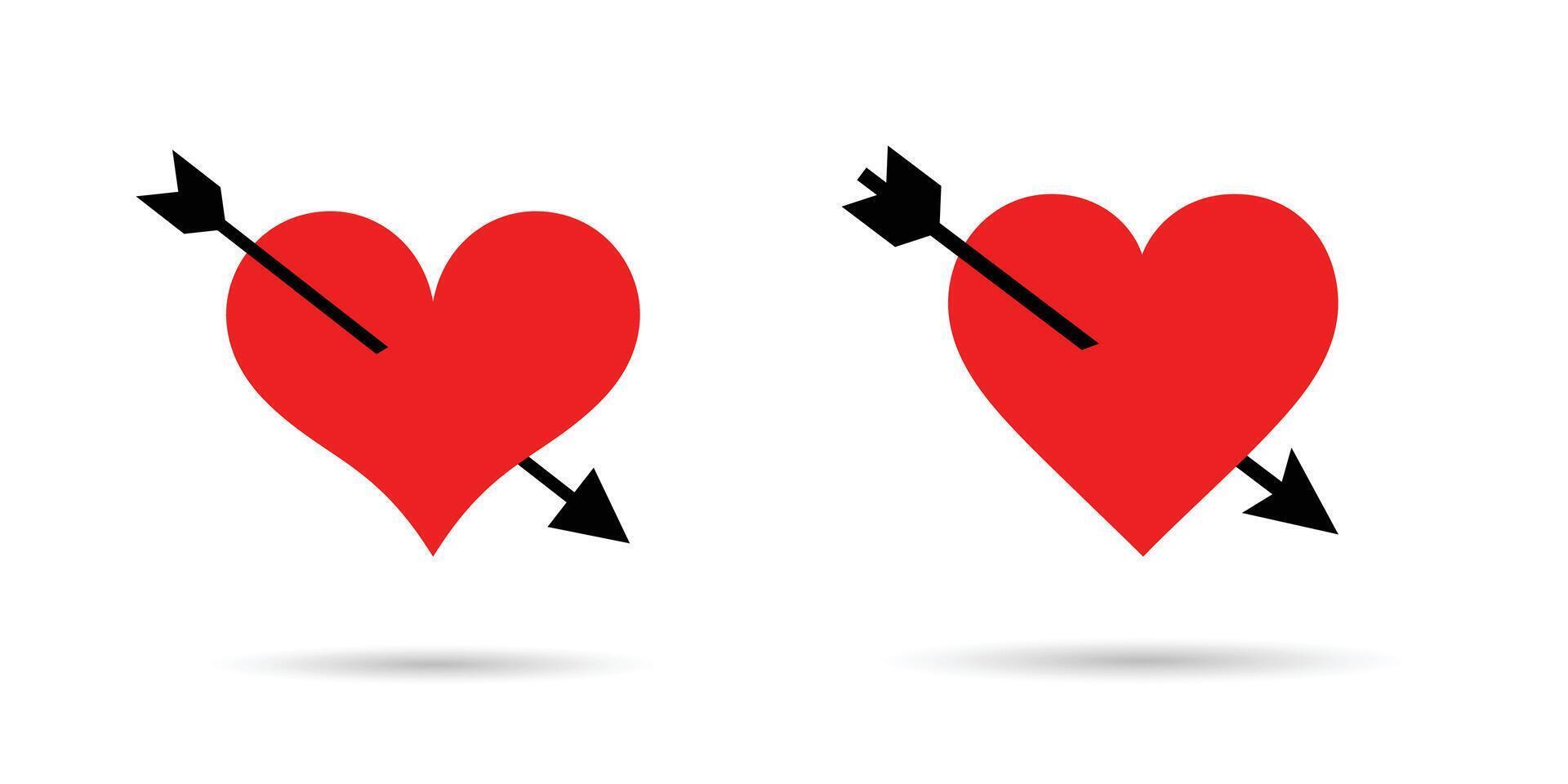 cœur icône avec La Flèche. symbole de l'amour. l'amour conception plus de blanc Contexte vecteur illustration
