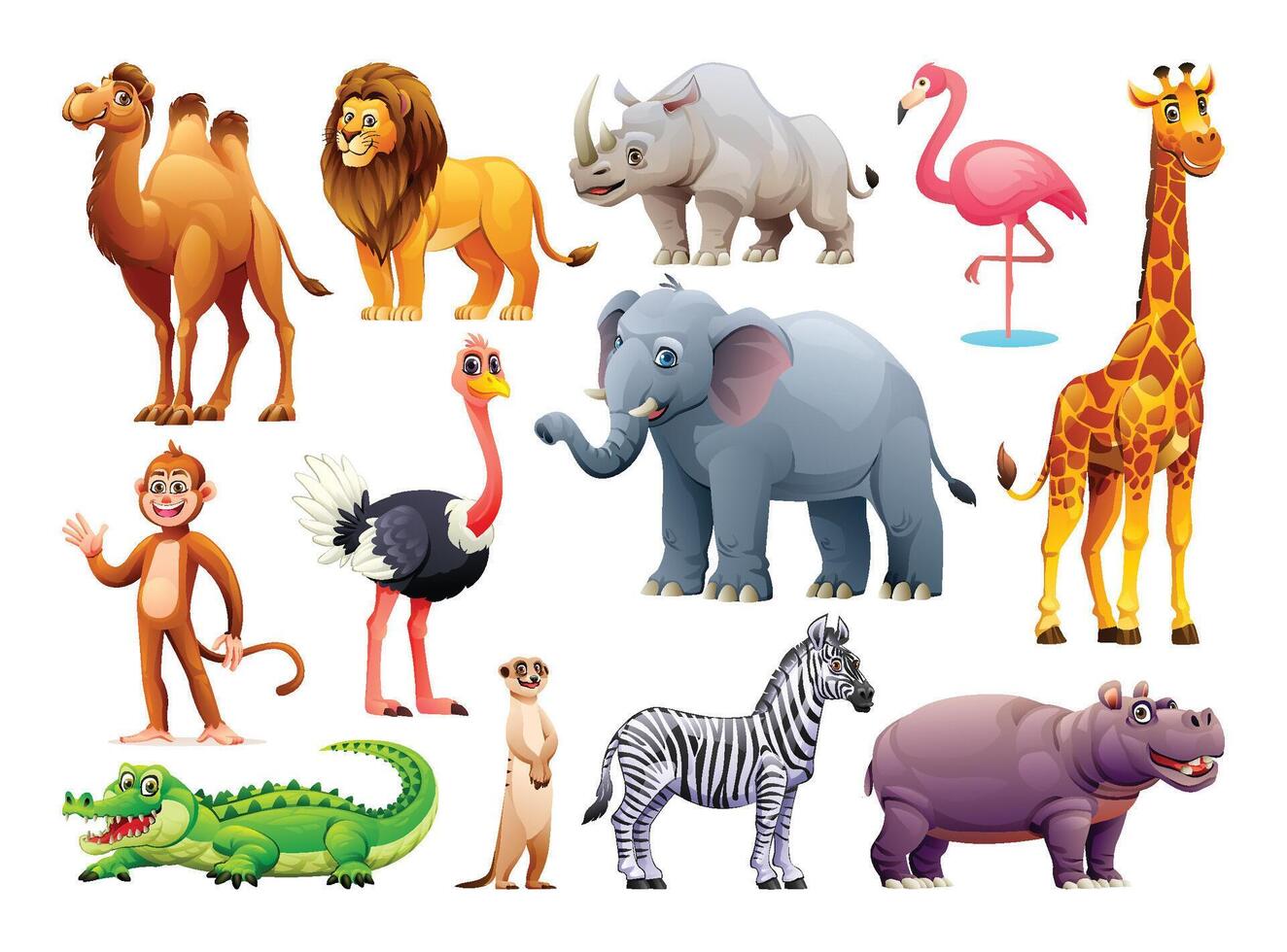 collection de africain animaux. vecteur dessin animé illustration