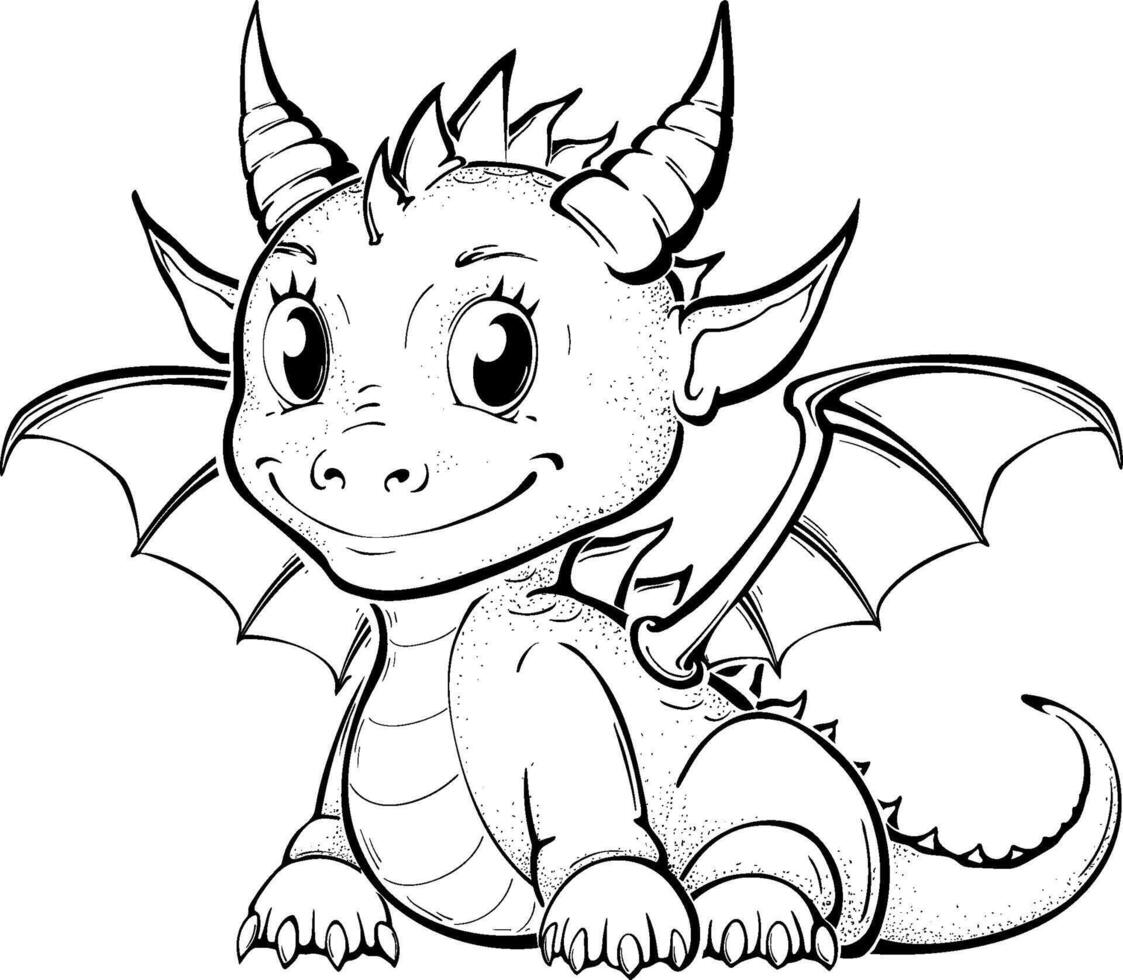 dragon coloration page pour des gamins . vecteur