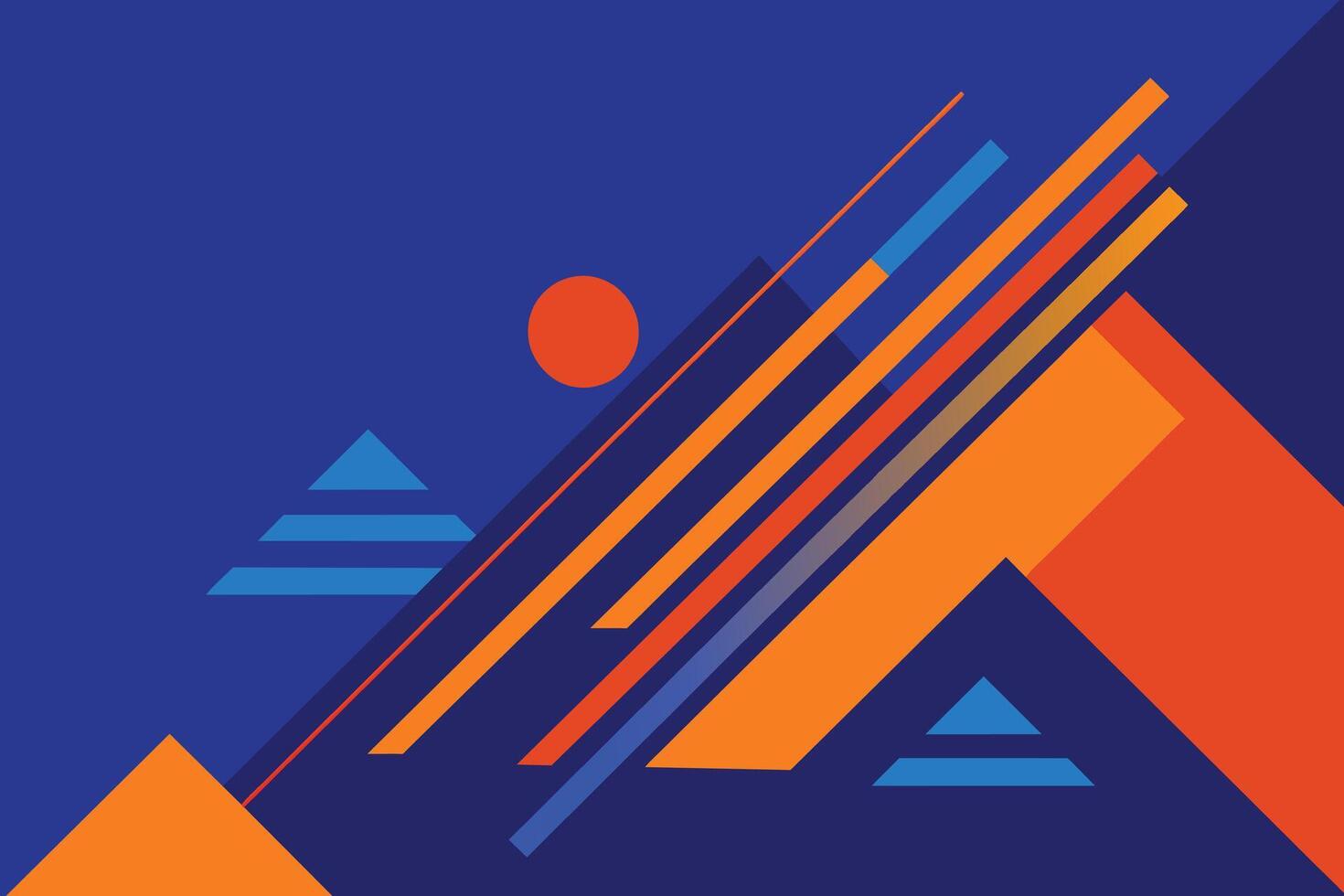 minimal géométrique Contexte. dynamique bleu formes composition avec Orange lignes. abstrait Contexte moderne branché futuriste graphique. vecteur abstrait Contexte texture conception