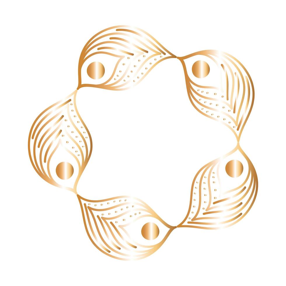 ornement en forme d'étoile avec un dessin vectoriel de plumes d'or