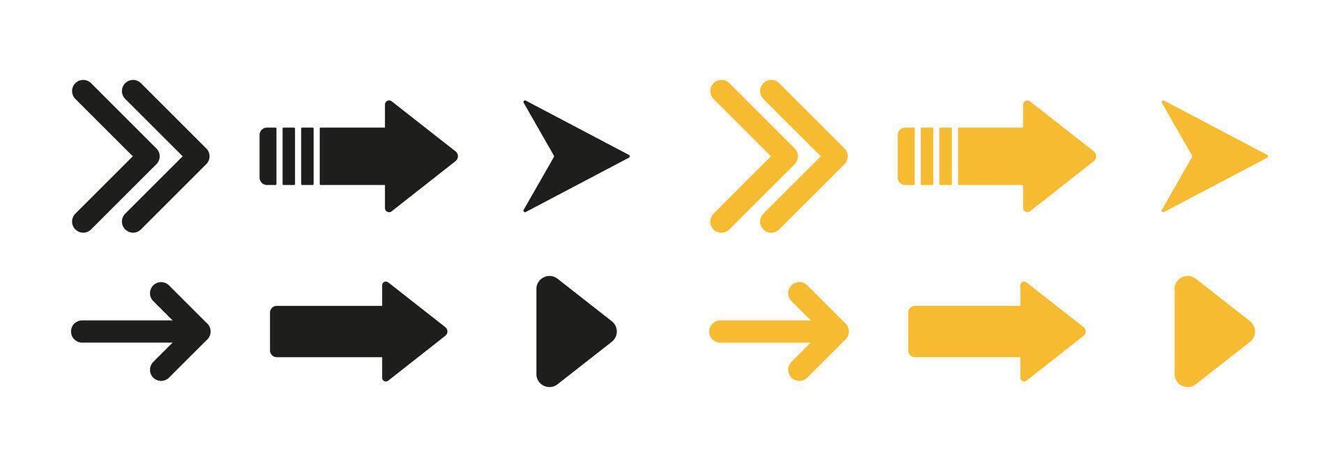 La Flèche Icônes ou symboles utilisé pour indiquant direction, la navigation, ou visuel représentation. flèches, direction, la navigation, symboles, indicateurs. vecteur
