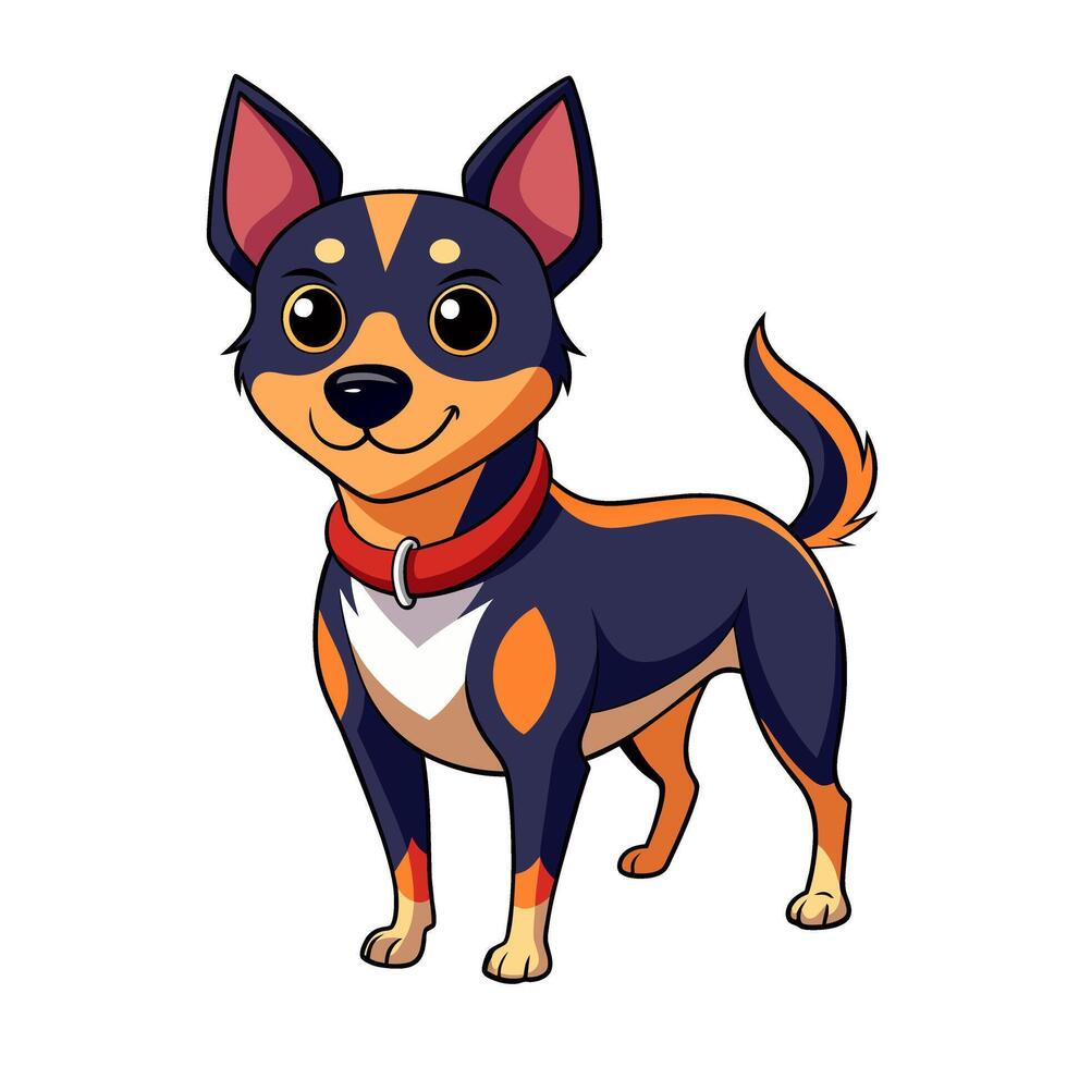 ai généré dessin animé chien isolé sur blanc Contexte. une petit chien avec une rouge collier. mignonne chiot avec noir yeux. vecteur illustration dans plat dessin animé style.