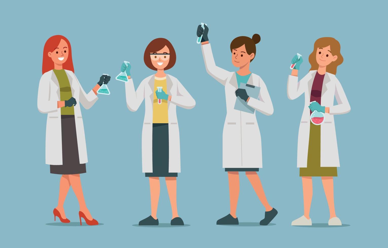 ensemble de personnage de femme scientifique vecteur