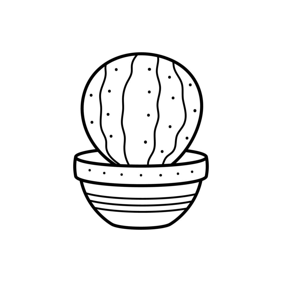 magnifique linéaire cactus dans une pot. maison plante dans griffonnage style. Facile clipart vecteur