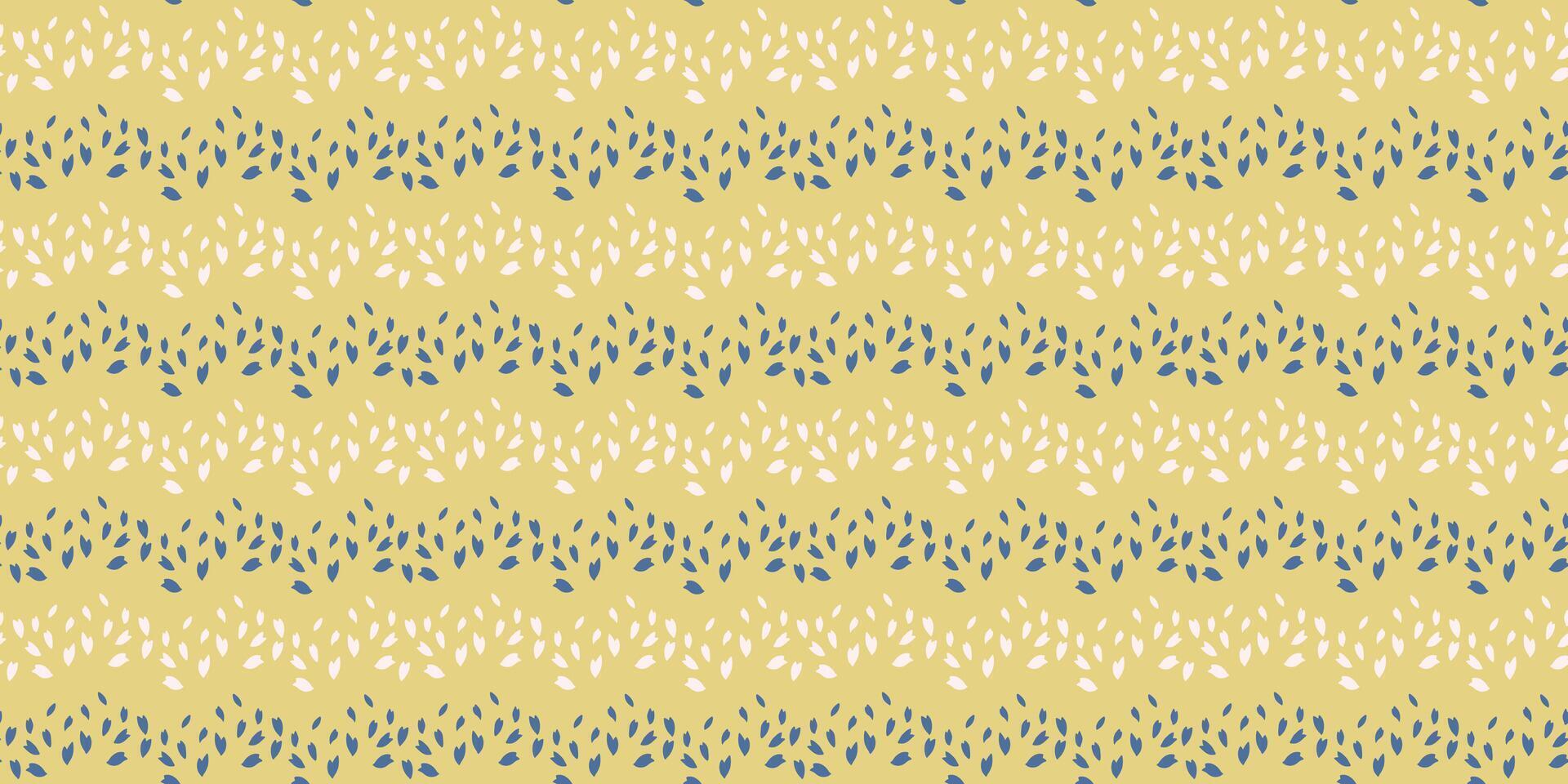 zigzag avec vecteur main tiré esquisser formes des points, taches, gouttes sans couture modèle. Facile minuscule Aléatoire flocons de neige, cercles, dépliants sur une Jaune Contexte. modèle conception ornement pour textile, impression