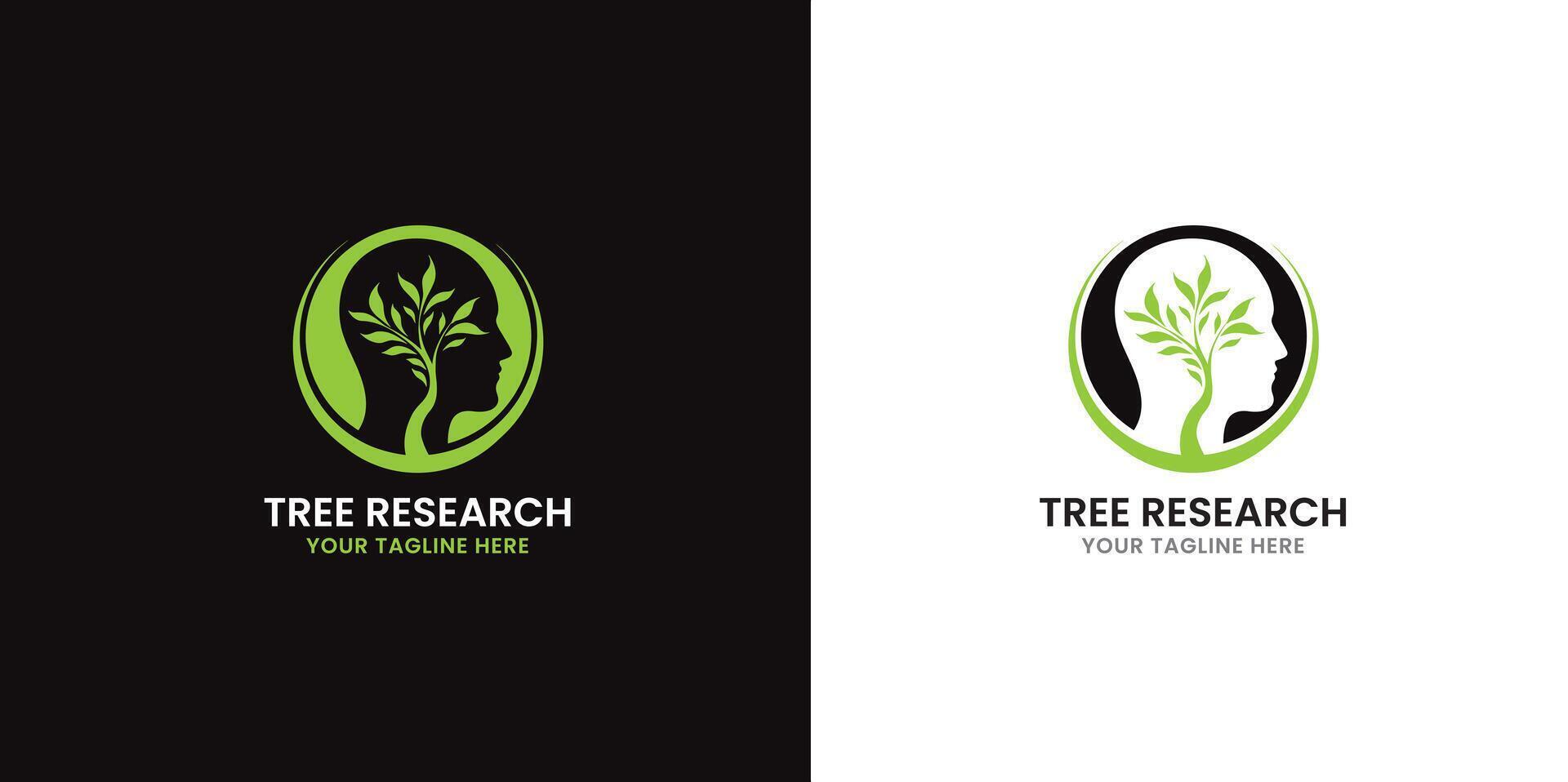 arbre feuille recharger Humain cerveau minimaliste moderne logo conception concept vecteur