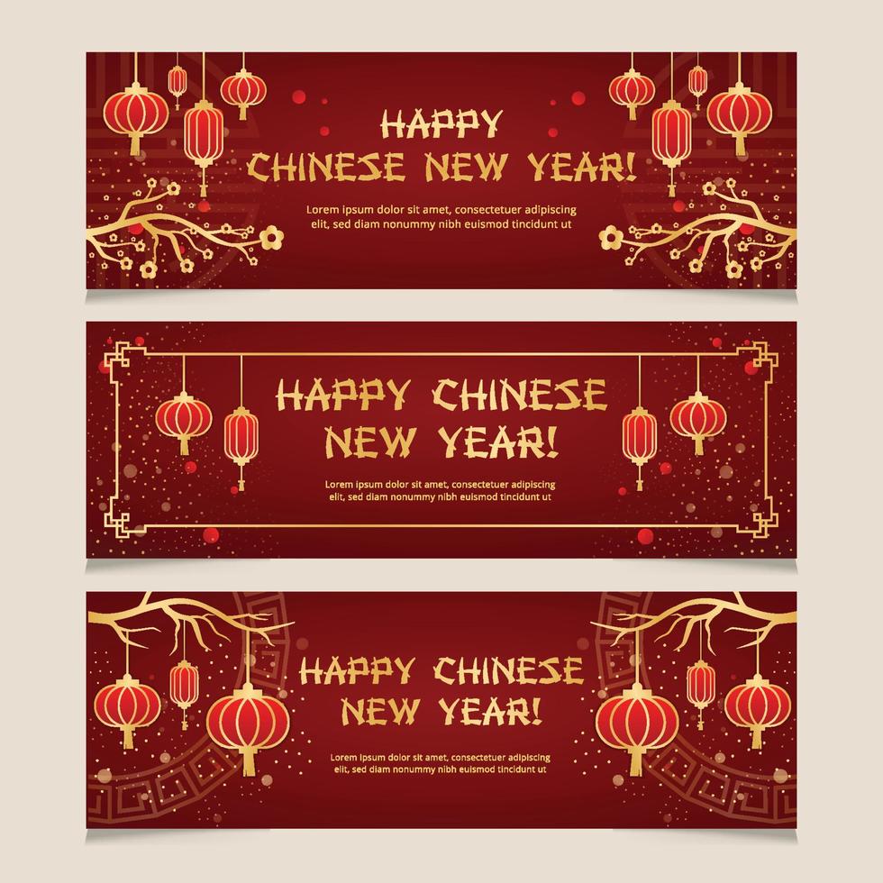 collection de bannières dorées du nouvel an chinois vecteur