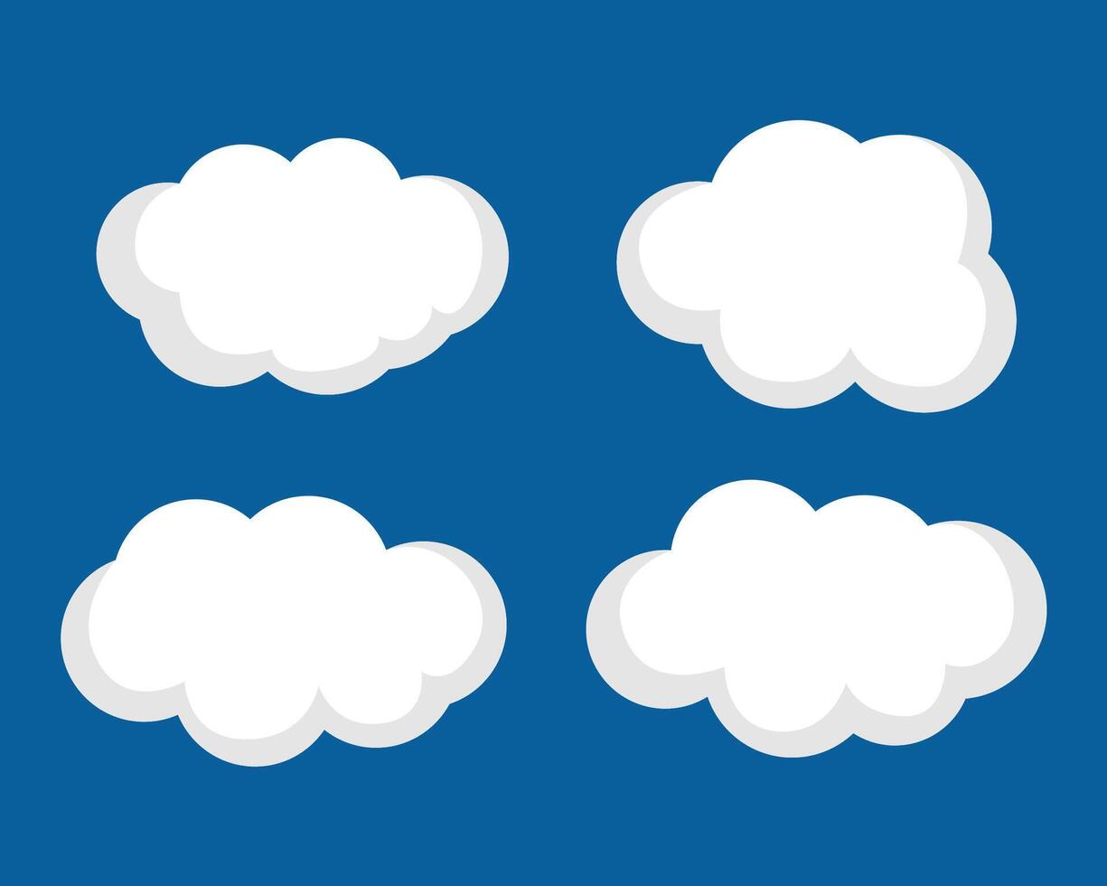 ensemble de quatre différent des nuages sur bleu Contexte vecteur