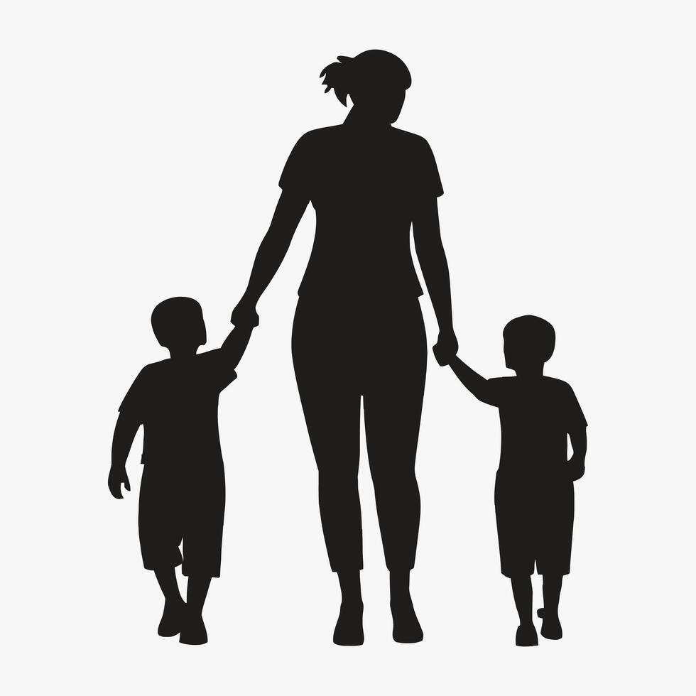 mère et bébé silhouette, de la mère journée vecteur illustration ensemble, blanc Contexte.