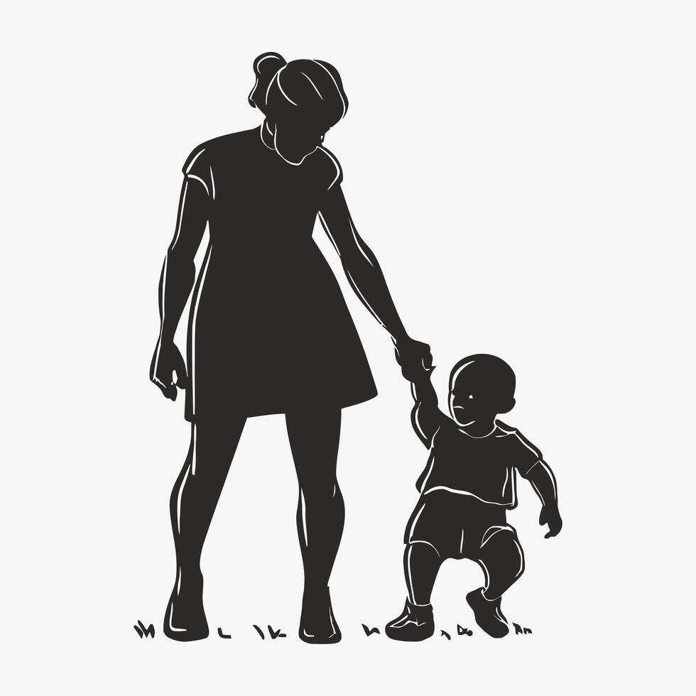 mère et bébé silhouette, de la mère journée vecteur illustration ensemble, blanc Contexte.