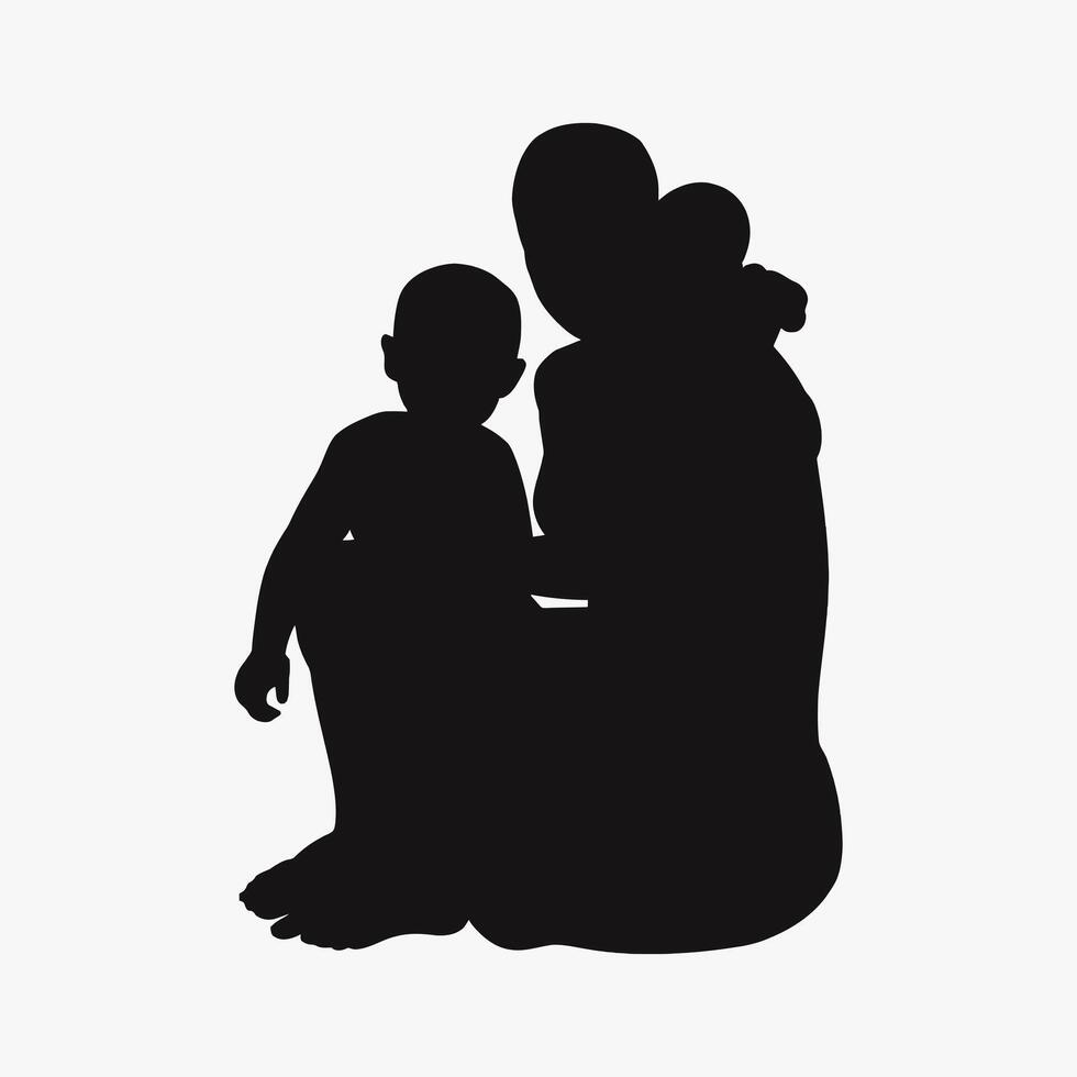 mère et bébé silhouette, de la mère journée vecteur illustration ensemble, blanc Contexte.