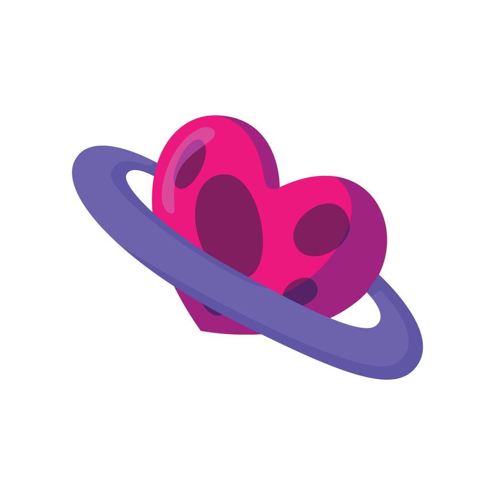 mignonne l'amour cœur planète dessin animé icône gratuit vecteur