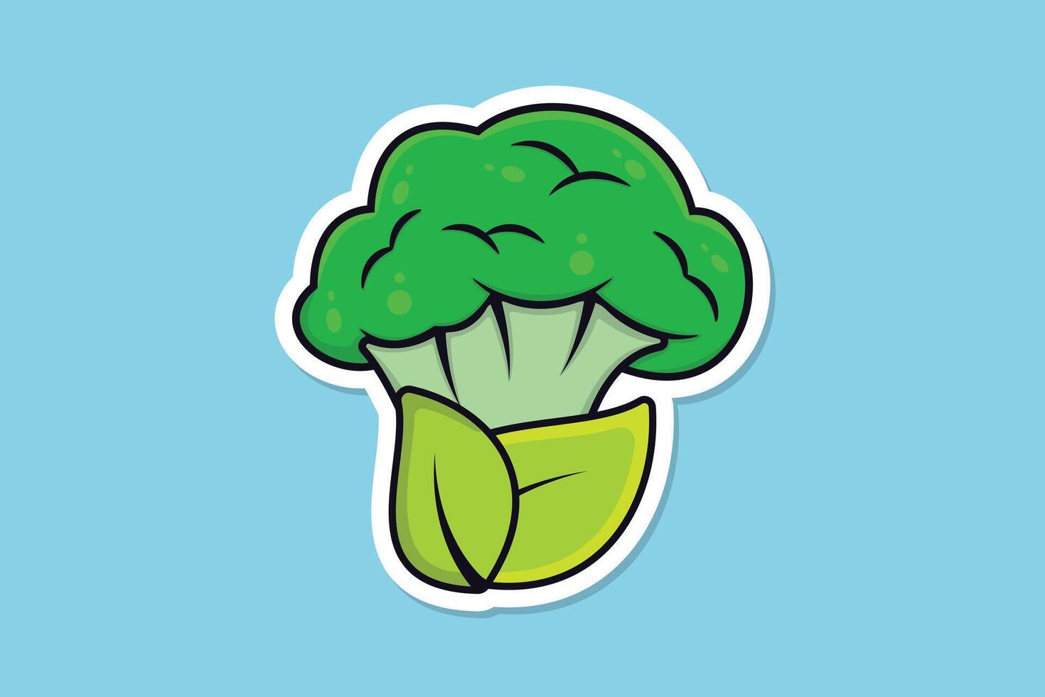 Frais brocoli avec vert feuilles autocollant vecteur illustration. nourriture la nature icône concept. jardin Frais légume nourriture brocoli et feuilles autocollant conception. branche de brocoli chou avec feuilles logo.