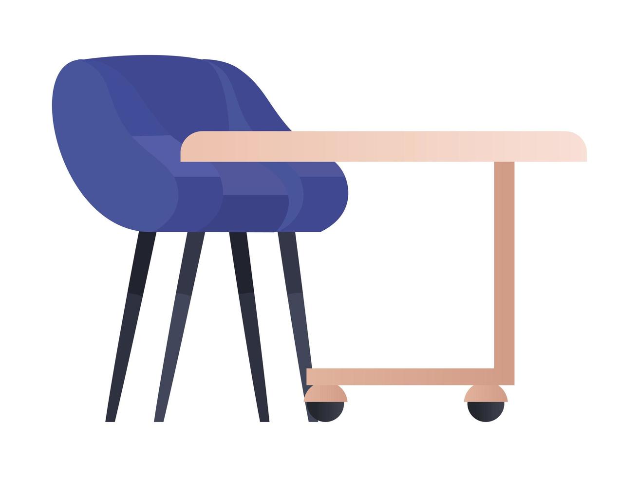table isolée avec conception de vecteur de chaise bleue
