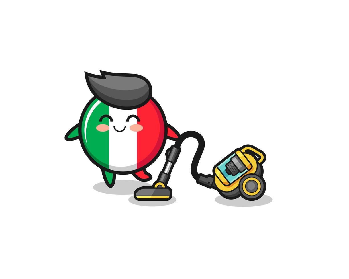 drapeau italien mignon tenant l'illustration de l'aspirateur vecteur