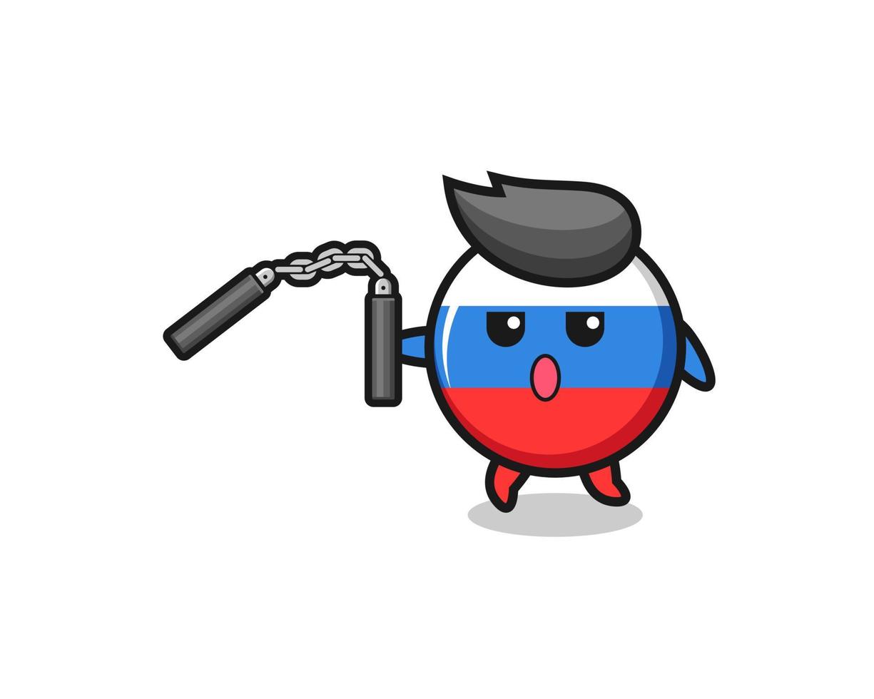 dessin animé du drapeau de la russie à l'aide du nunchaku vecteur