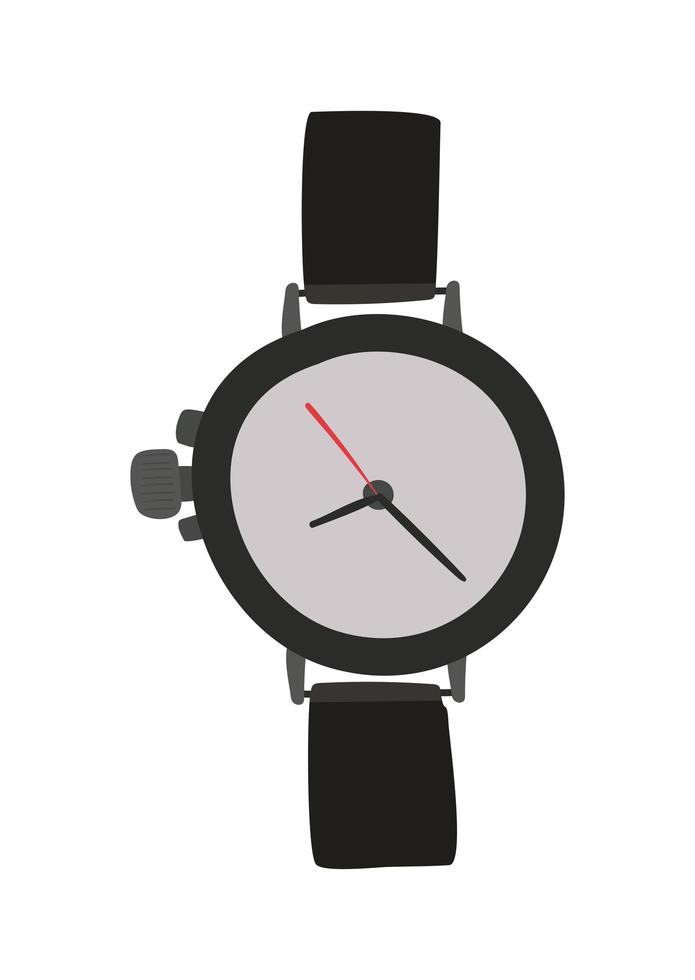 montre-bracelet de couleur noire sur fond blanc vecteur