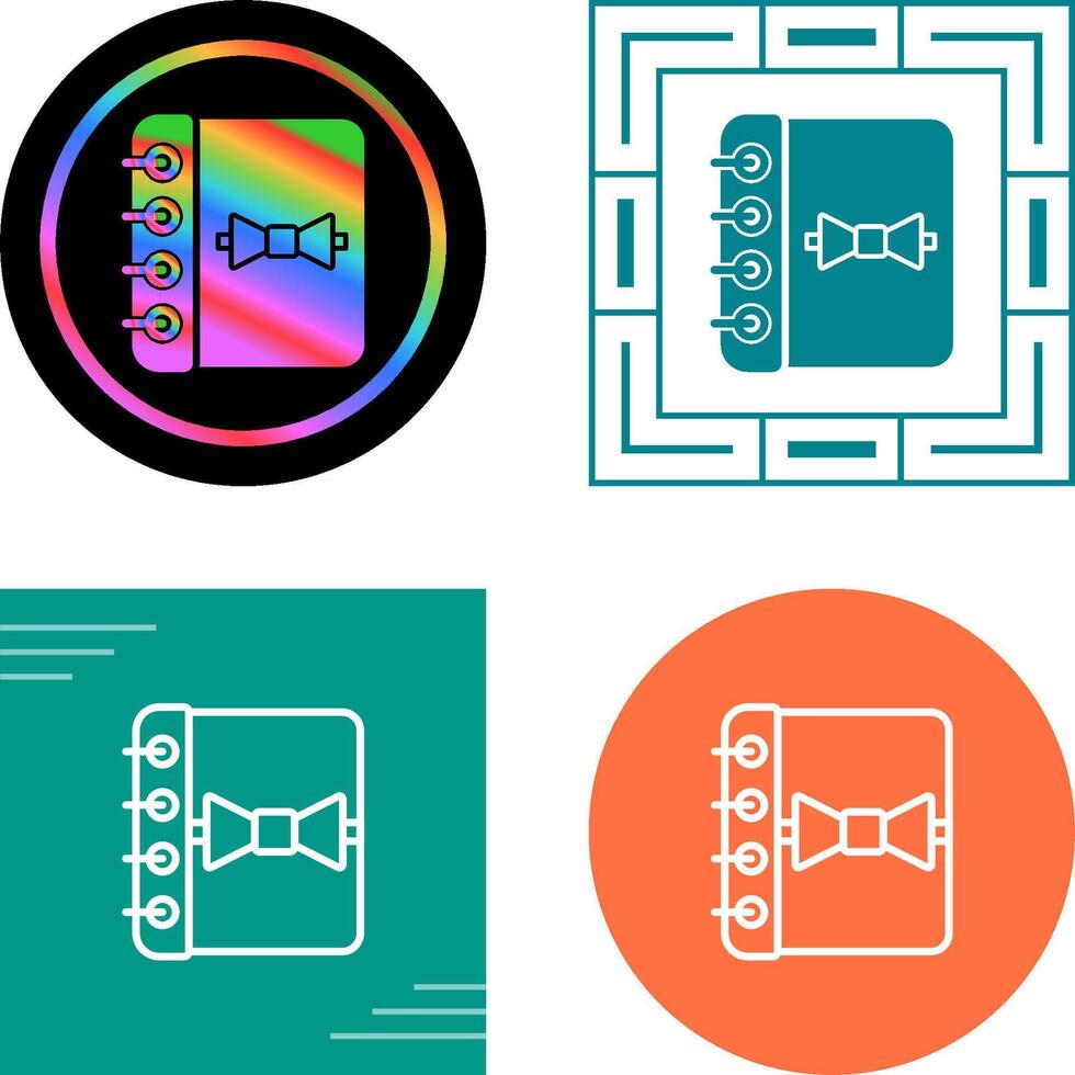carnet avec ruban vecteur icône