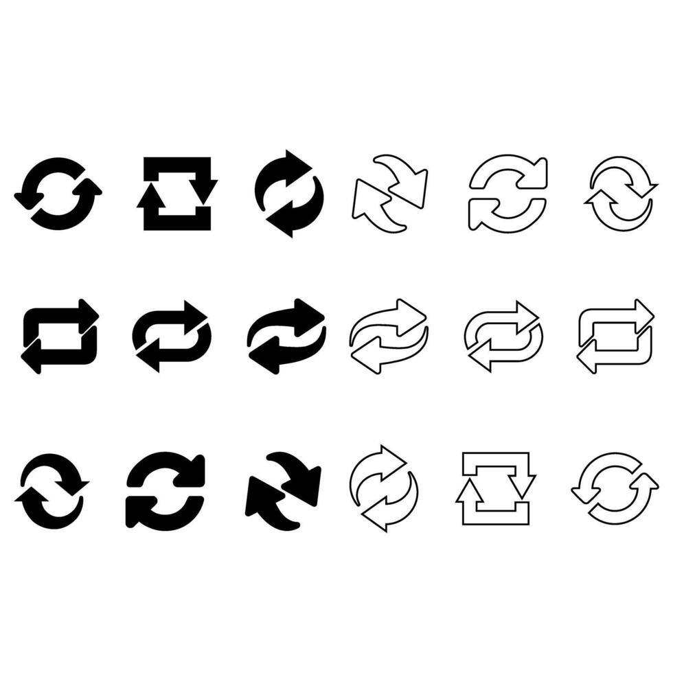 recharger icône vecteur ensemble. réinitialiser illustration signe collection. mise à jour symbole ou logo.