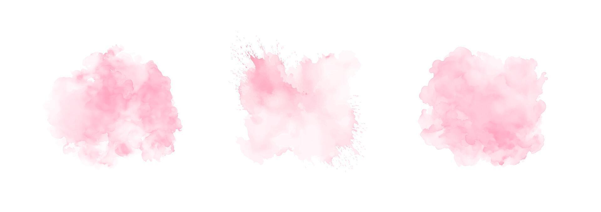 abstrait rose aquarelle l'eau éclaboussure ensemble sur une blanc Contexte. vecteur aquarelle texture dans Rose couleur. encre peindre brosse tache. rose doux lumière tache. aquarelle pastel éclaboussure