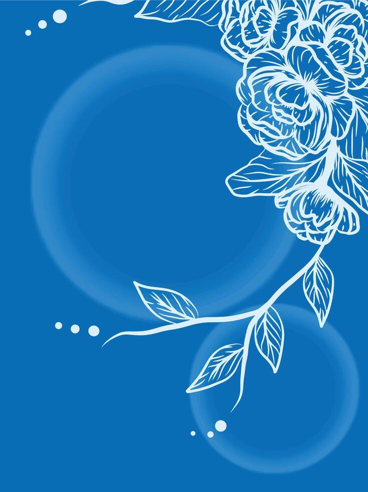 main tiré illustration pivoine fleur avec bleu Contexte et bulle vecteur