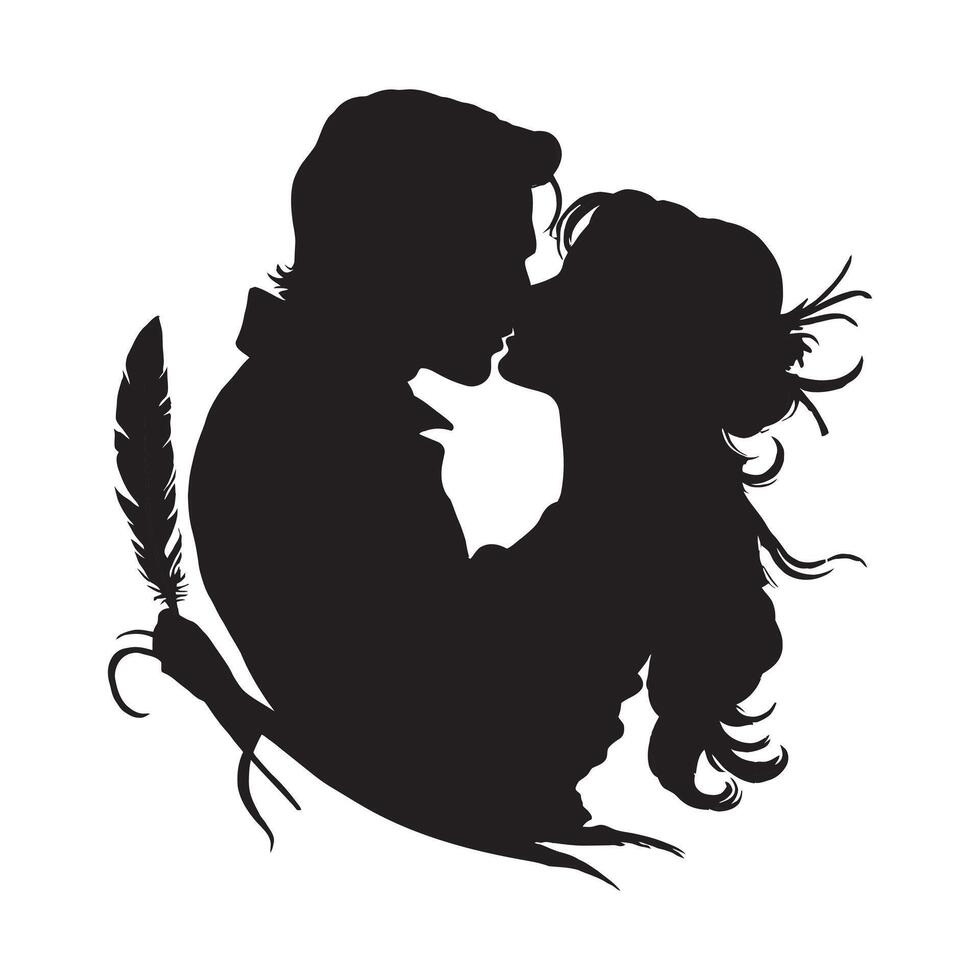 une silhouette vecteur de une embrasser couple sur une blanc Contexte.