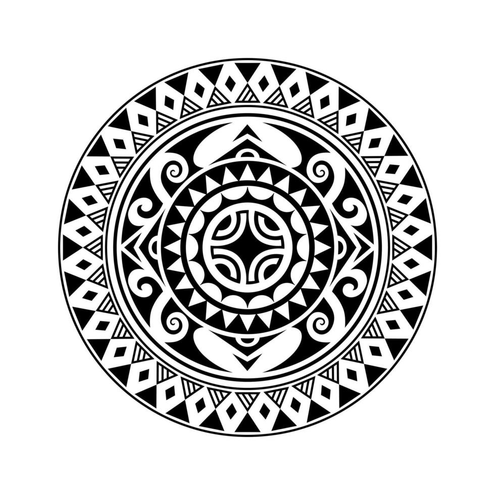 rond tatouage ornement avec svastika maori style. africain, aztèques ou maya ethnique style. vecteur