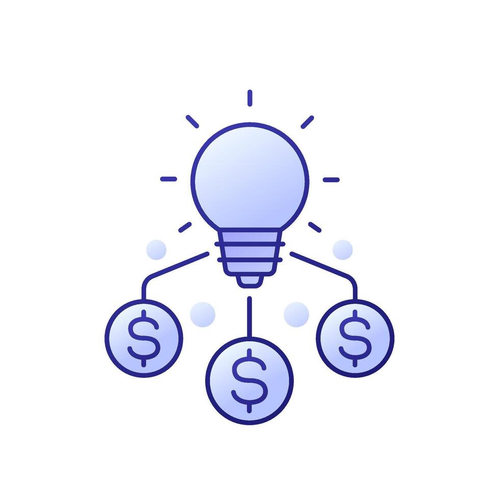 financement de l'icône du nouveau produit ou de l'idée vecteur