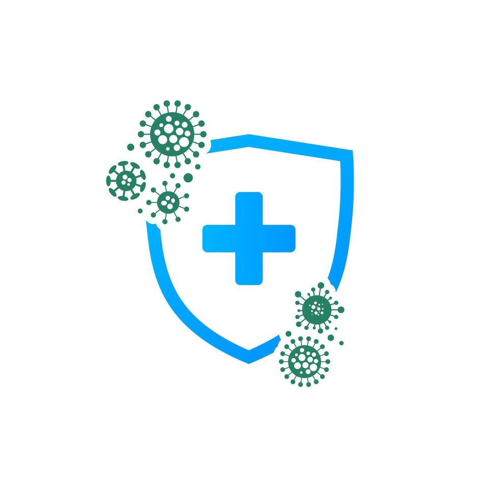 Sécurité bouclier pour virus protection. corona virus, 2019. bouclier protection. soins de santé concept. sécurité logo, système vecteur icône