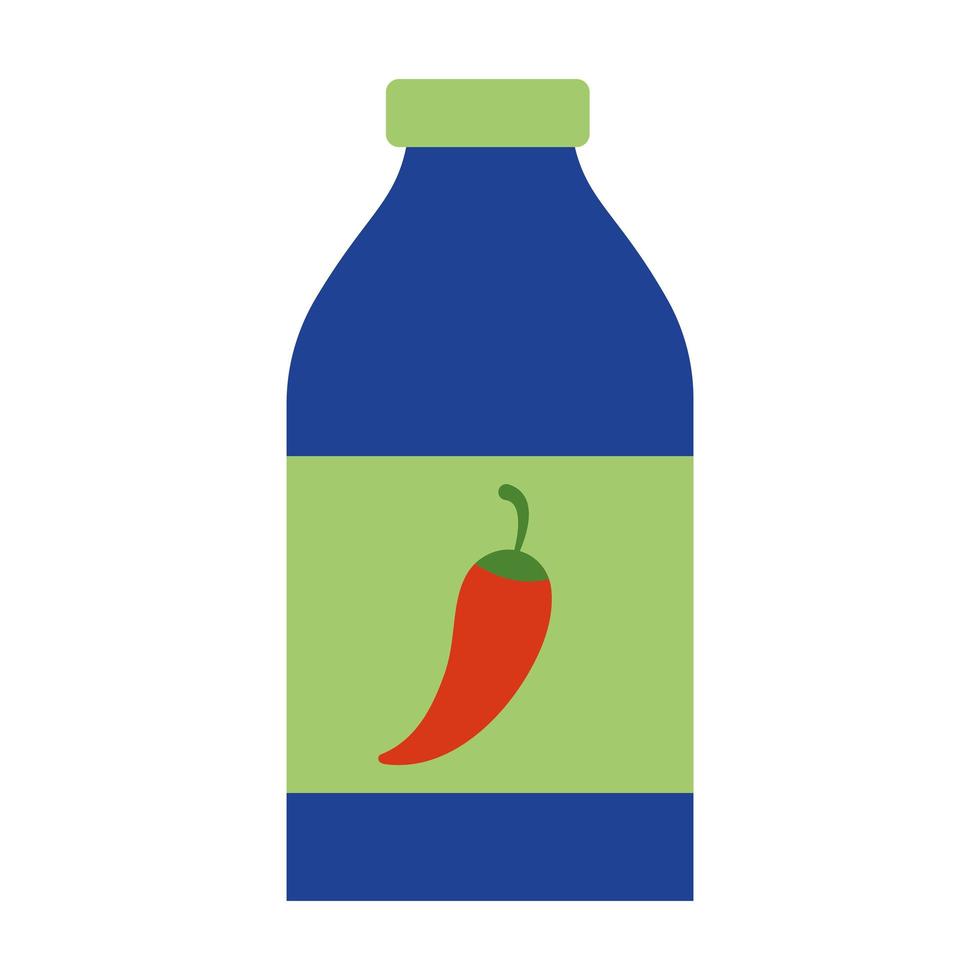 bouteille de sauce chili mexicaine icône de style plat vector design