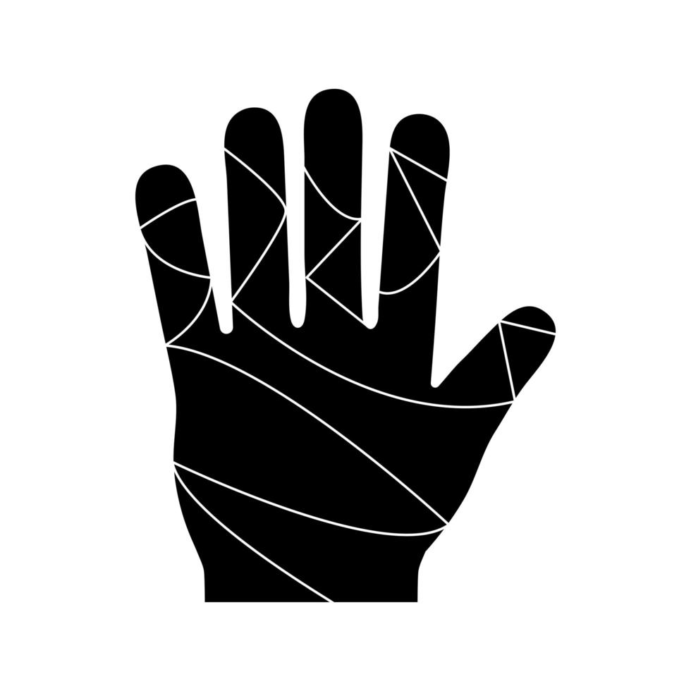 main avec des bandages silhouette style icône vector design