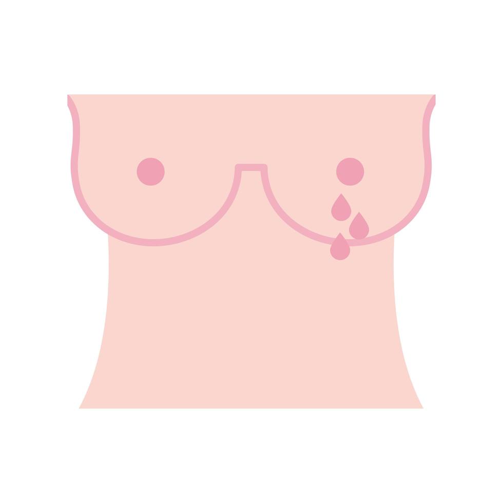 sein féminin avec des gouttes icône de style plat design vectoriel
