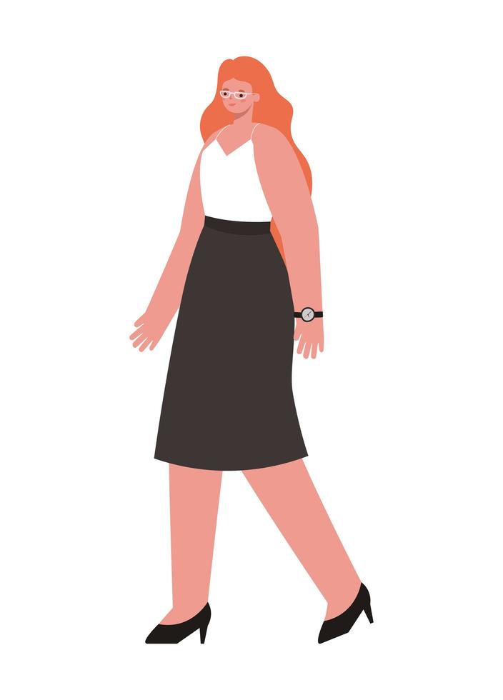 caricature de femme avec un dessin vectoriel de cheveux roux