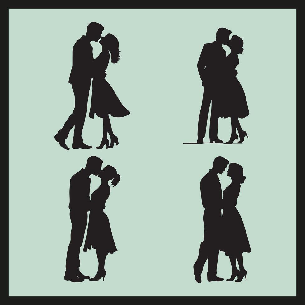 affectueux silhouette ensemble, couple amoureux silhouette, l'amour et des relations silhouette vecteur