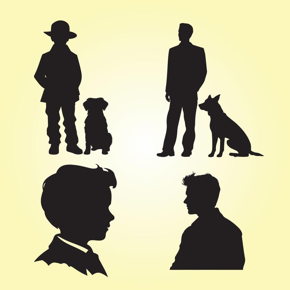 charlie ensemble silhouette, charlie avec chien silhouette vecteur
