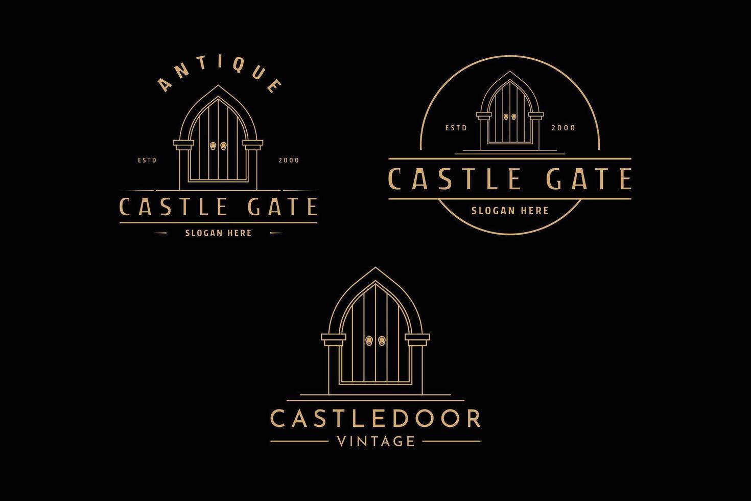 ensemble de Château porte logo conception ancien rétro vecteur