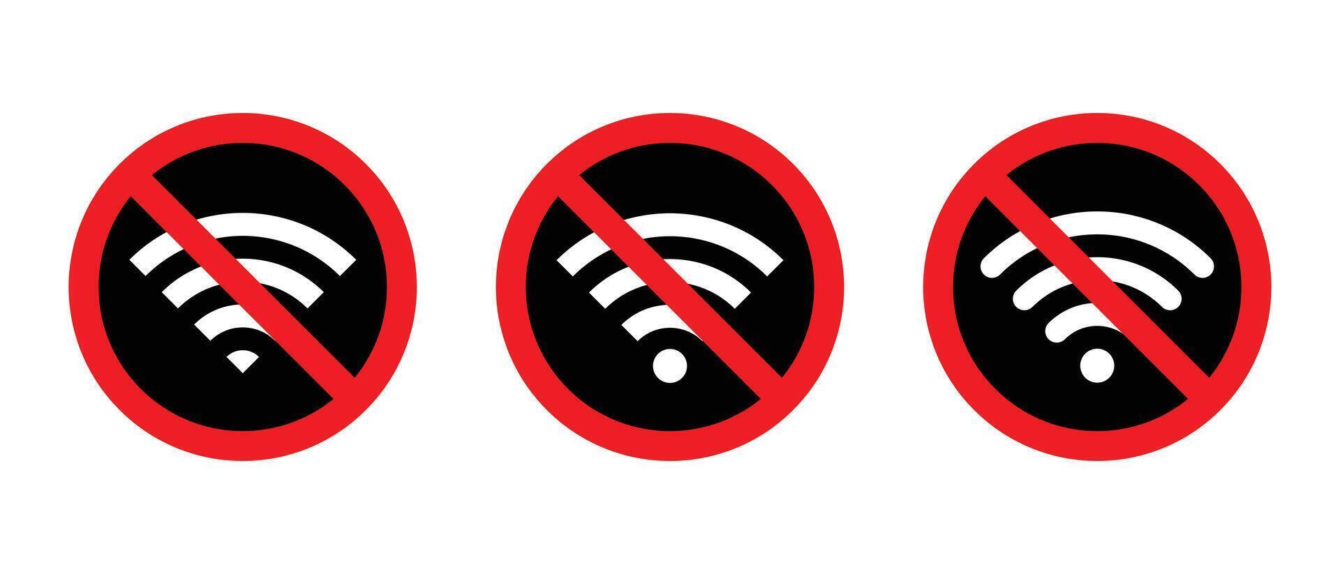 ensemble de non Wifi signe. sans fil réseau avec interdit icône vecteur