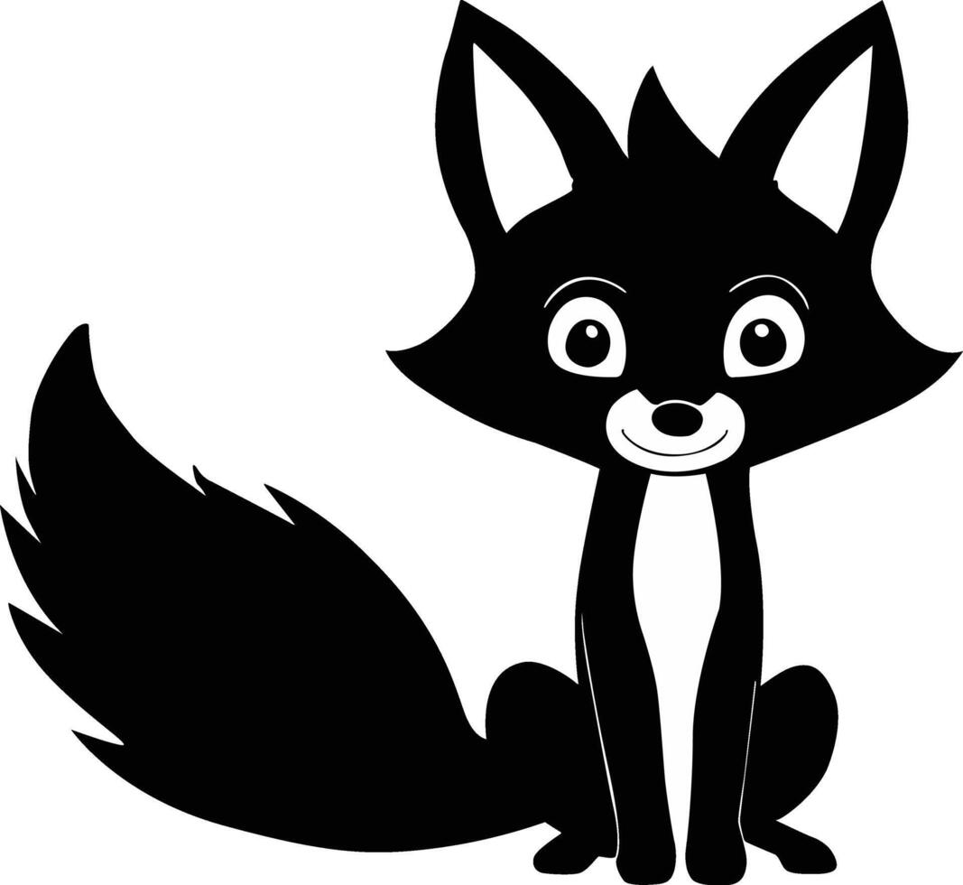 dessin animé Renard silhouette vecteur. noir et blanc dessin animé Renard clipart. vecteur