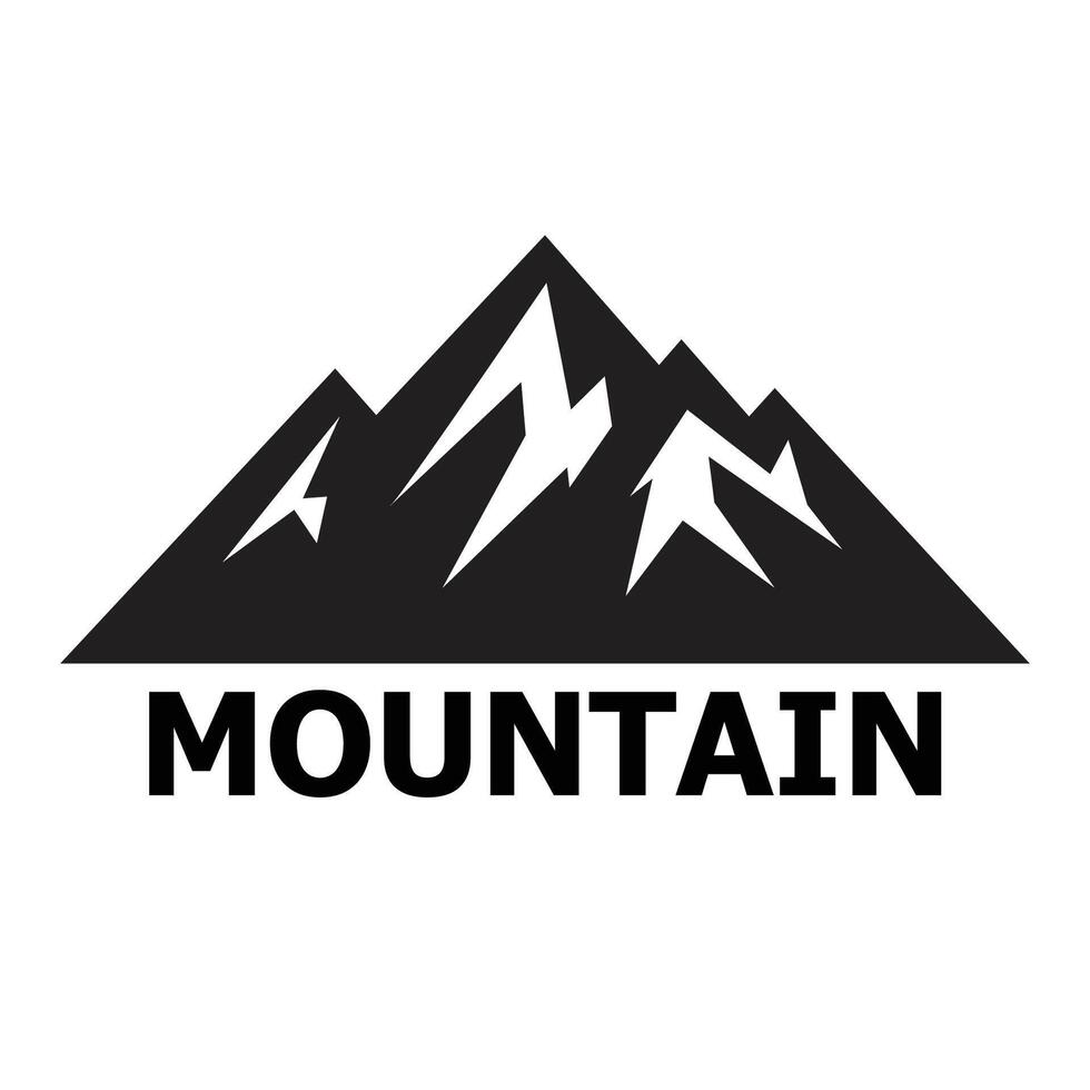 une logo de une Montagne silhouette dans noir et blanc, en utilisant plat conception style vecteur