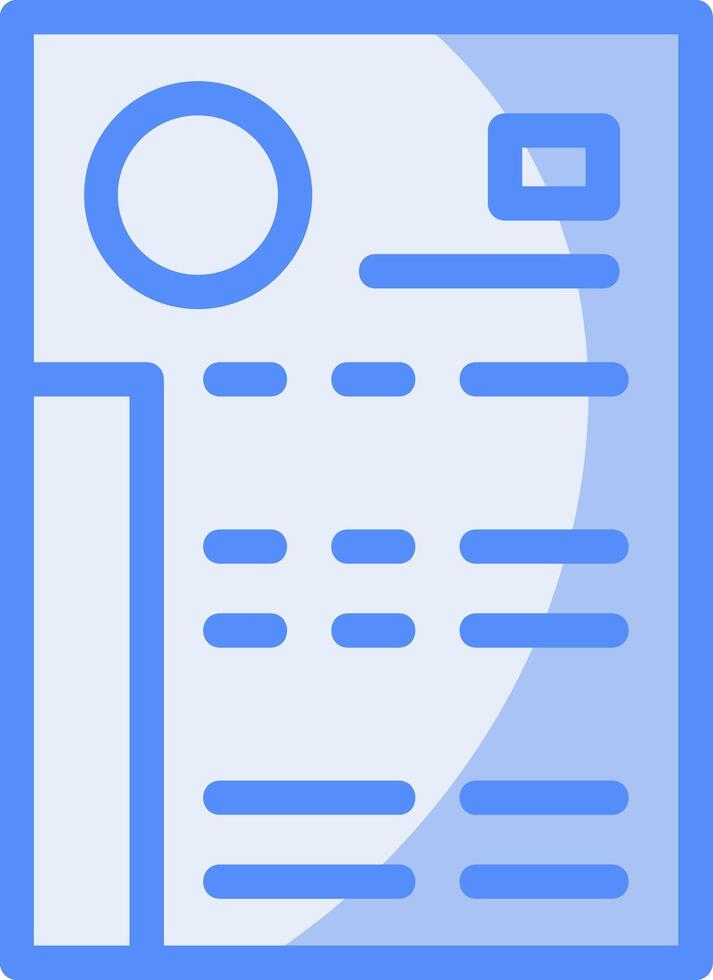 CV ligne rempli bleu icône vecteur