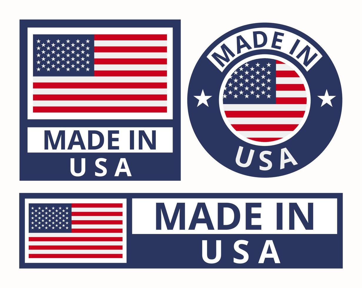 vecteur ensemble fabriqué dans Etats-Unis conception produit Étiquettes affaires Icônes illustration
