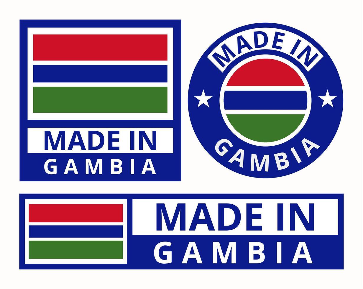 vecteur ensemble fabriqué dans Gambie conception produit Étiquettes affaires Icônes illustration