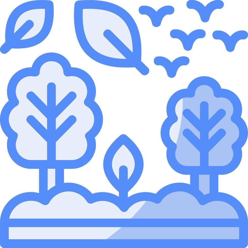 forêt ligne rempli bleu icône vecteur