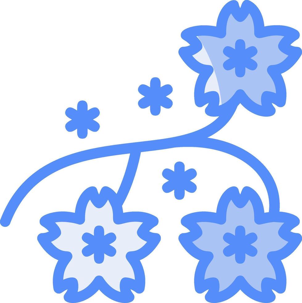 Cerise fleur branche ligne rempli bleu icône vecteur